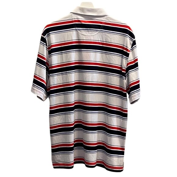 Greg Norman For Tasso Elba Mens L Polo Shirt Striped Red/White/Blue Polyester - Picture 2 of 8